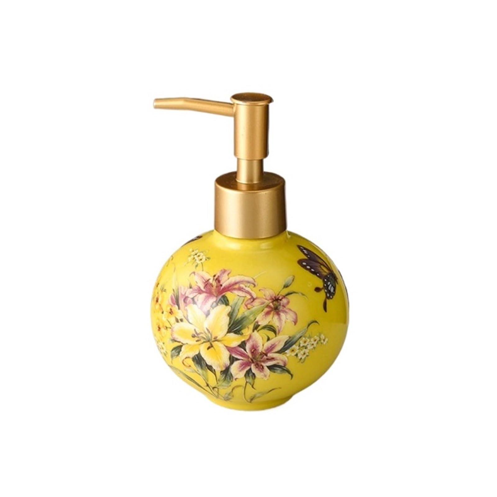 Soap Dispenser Household Spherical Ceramic Soap Dispenser Hotel Bathroom Shower Gel Lotion Bottle(Yellow)