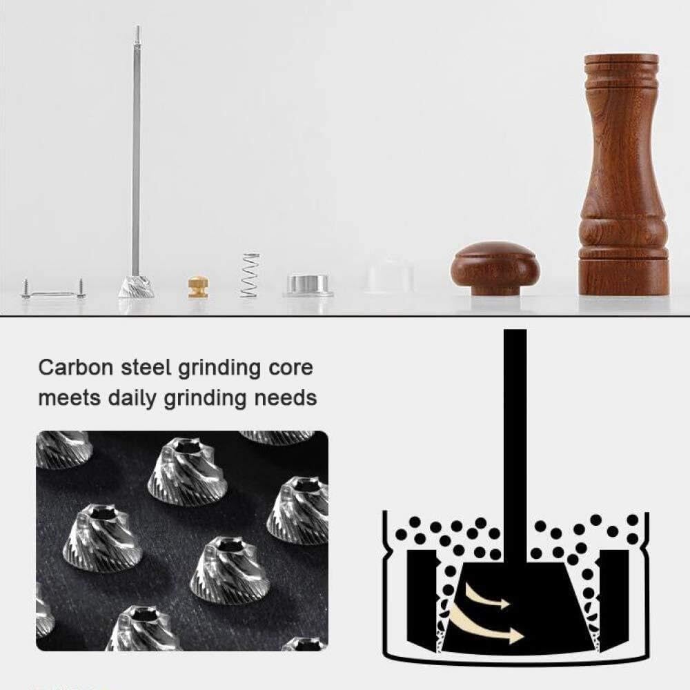 Wooden Salt & Pepper Grinder Set, Manual Spice Mills with Adjustable Coarseness, Ceramic Grinding for Fresh Seasoning, Pack of 2(6 Inch) (One Color 6 Inch)