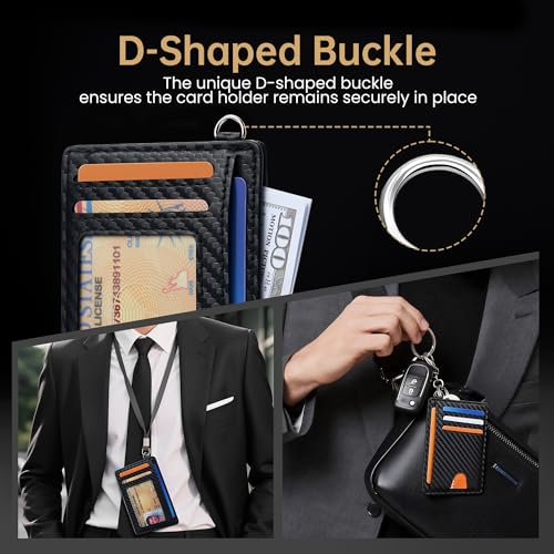 Image of Mayski Slim Wallet, Credit Card Holder for Women, Minimalist Front Pocket RFID Blocking Card Cases, Small Wallet Women Men(Carbon Fiber Black)