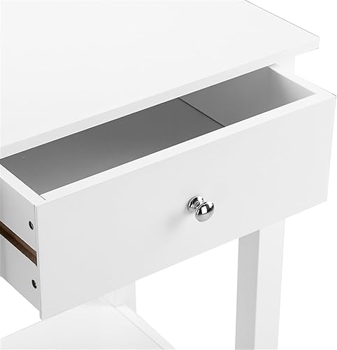 Miniatura 3 de Mesita de noche blanca con cajón y estante abierto, mesita de noche pequeña mesa auxiliar para dormitorio, dormitorio, mesita de noche moderna, mesa