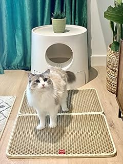 doxie's Premium Cat Litter Mat, Cat Litter Box Mat Scatter Control, Waterproof Double Layer, Large Size 75 x 55 cm (Biege, XL)