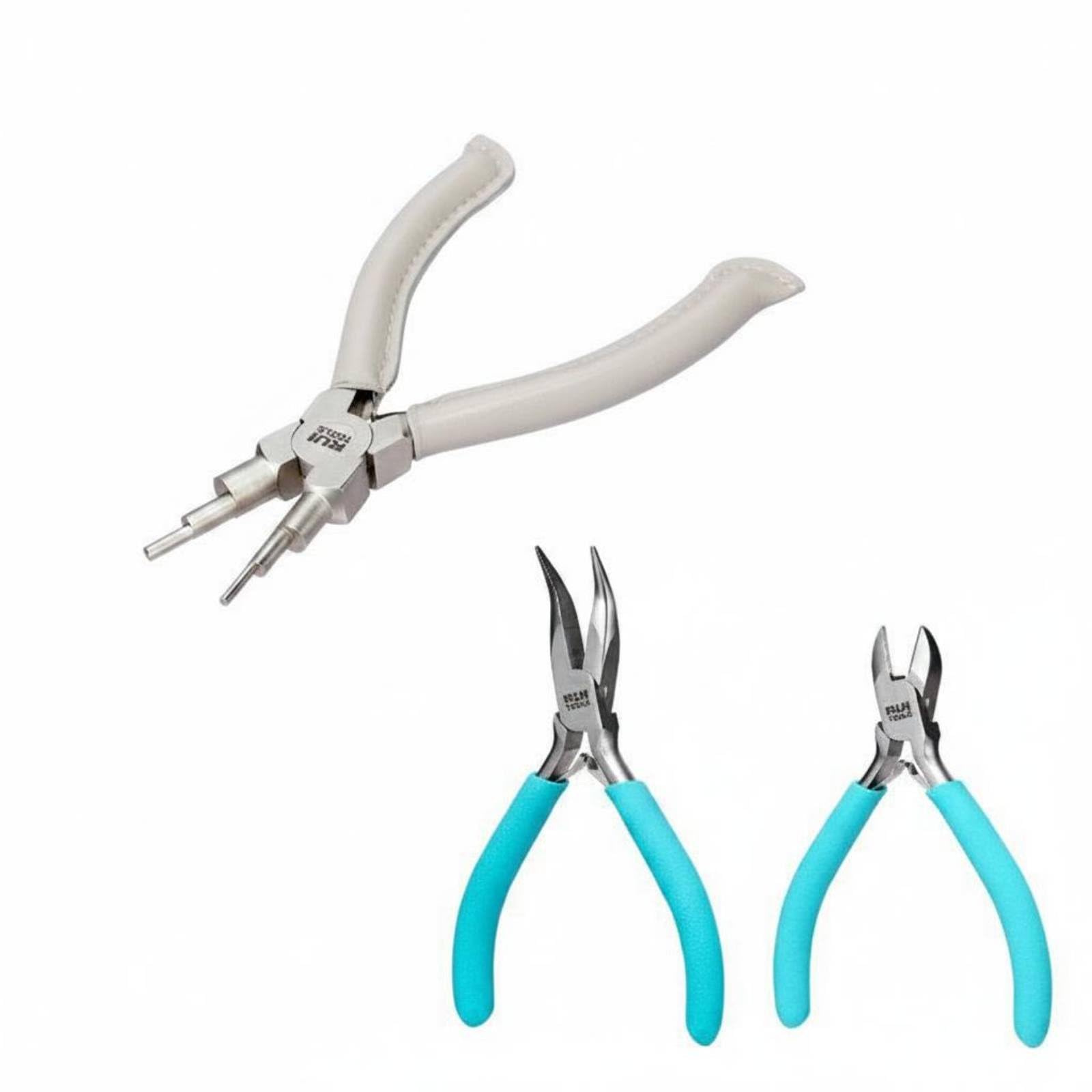 8 Pièces Pince Bijouterie Poignées Antidérapantes à Pointe Fine Finition Polie Pinces DIY pour Bijoutiers, Pince À Six Sections + Pince À Bec Courbé + Pince Coupante