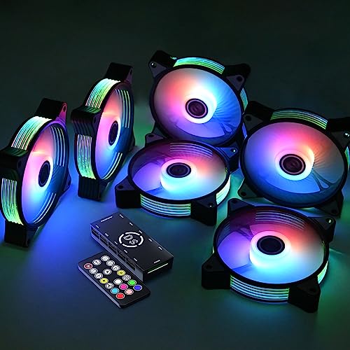 Ds 120Mm Case Cooling Fan For Computer Case, Fans Side Led Running Lights Effect For Pc Case, Argb Fans With Controller Kit (6Pack Rgb Fans Kit, G Series) #TOP3