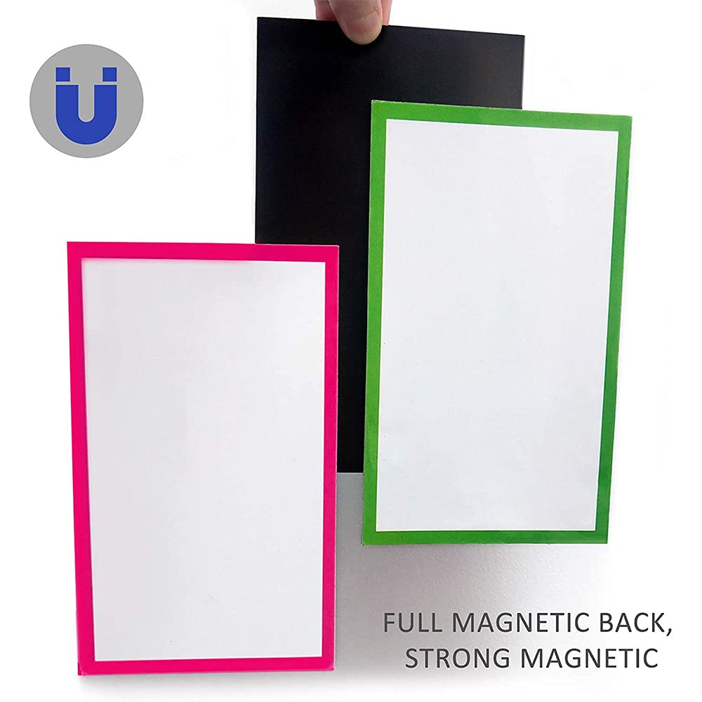 6 szt. bardzo dużych magnetycznych etykiet suchościeralnych, 20 x 14 cm wielokrotnego użytku magnetyczne karty suchościeralne do zapisywania wymazywalne magnetyczne etykiety do tablic znamionowych do domowego biura, klasy, tablicy, szafek, lodówki