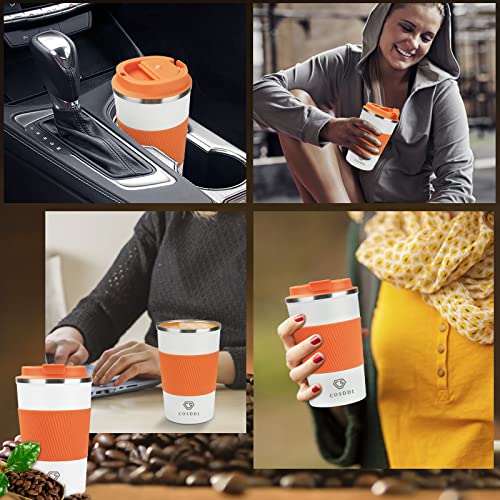 CS COSDDI Thermobecher- Isolierbecher, Edelstahl Travel Mug, 13oz/380ml Vakuum auslaufsicher Reisebecher mit Deckel, Autobecher… – Ansicht 6