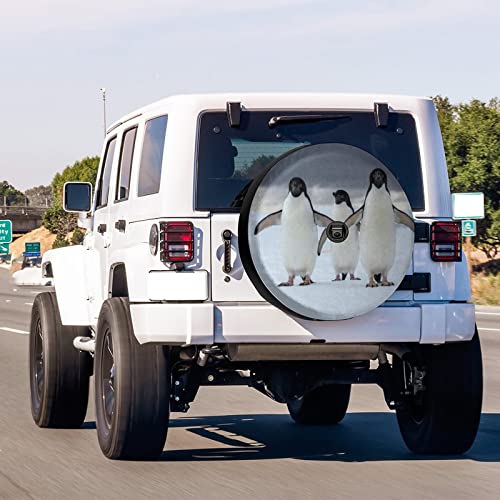 Image of Delerain Penguins Spare Tire Cover with Backup Camera Hole for Jeep RV Trailer SUV Truck and Many Vehicle, Wheel Covers Sun Protector Waterproof (12 Inch for Diameter 18 inch-19 inch)