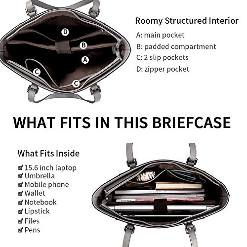 Image of BROMEN Women Briefcase 15.6 inch Laptop Tote Bag Vintage Leather Handbags Shoulder Work Purses
