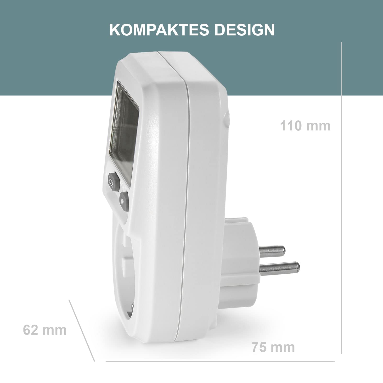 Eaxus® 4er Set Energiekostenmessgerät Steckdose mit Display - Strommesser Verbrauchsmessgerät bis 3680 Watt, Weiß