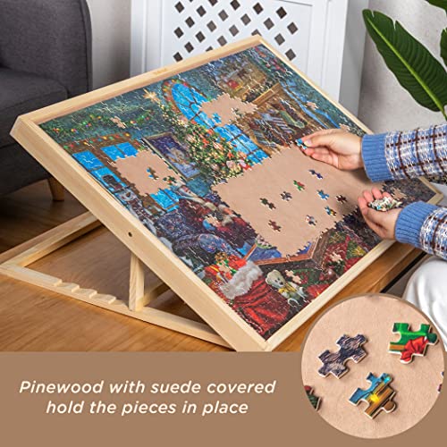 Lavievert 1000 Piece Tilting Jigsaw Puzzle Board With Wooden Cover, Adjustable Puzzle Board With Built-In Easel/Stand, Portable Puzzle Table With Non-Slip Flannel Tabletop For Adults & Kids thumb #4