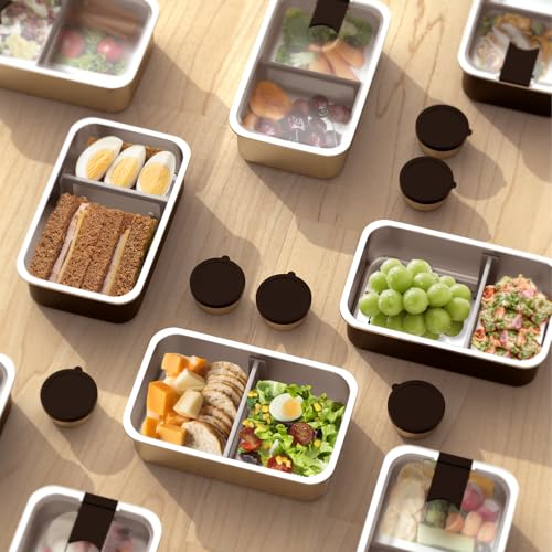Image of Bakpoco Stainless Steel Bento Lunch Box, 42oz Leak-Proof Metal Lunch Box Containers, Microwave-Safe, with Adjustable Divider, Convenient Lunchbox for Work, Travel