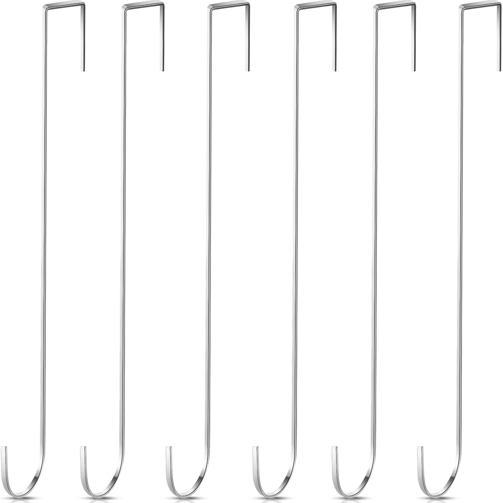 Crochets de porte en acier Hotop argentés de 38 cm pour suspendre les couronnes de fête lot de 6