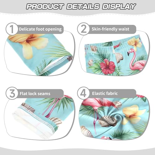 Wusikd Pink Flamingo Girls' Leggings Toddler Doodles Tropical Palm Leaves Kids Yoga Pants Dance Active Tights 4T3