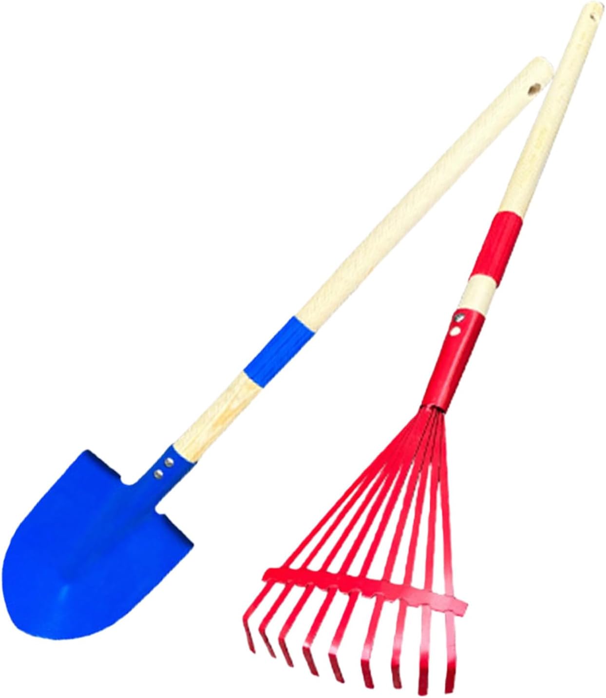 Gardening Tool Set with Detachable Rakes Shovel Heads Natural Wood Gardening Tool for Small Hands Storage Friendly Garden Toys