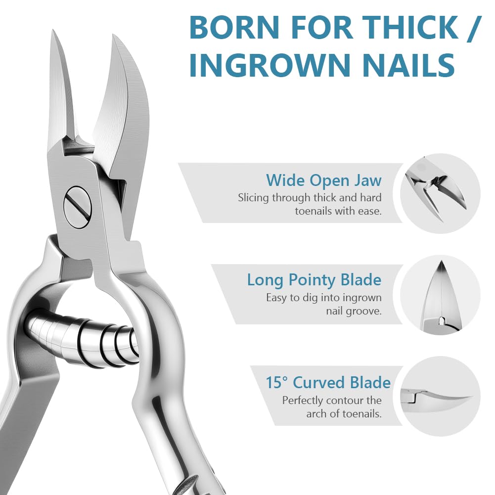 Beugo Pince Coupe Ongles, Coupe-Ongle pour Ongle Incarné et Épais Ciseaux Ongles Pieds en Acier Inoxydable Incarnés Robustes pour Mains et Pieds Manucure Pédicure