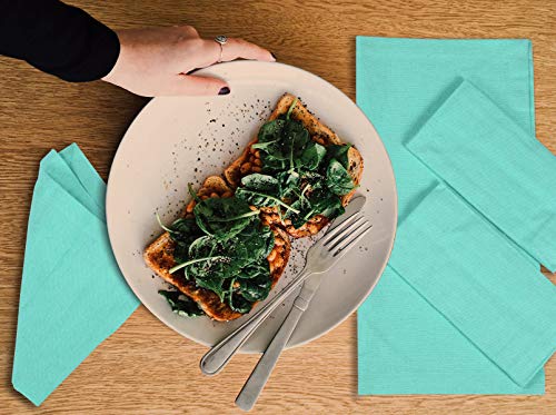 Everyday Cloth Napkin In 100% Cotton 18X18 Aqua,Wedding Napkins, Cocktails Napkins, Fabric Napkins, Cotton Napkins Mitered Corners & Generous Hem, Machine Washable Dinner Napkins, Set Of 12 #TOP2