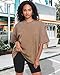 Oversized Tshirts for Women Short Sleeve Crew Neck Vintage Washed Basic Loose Casual Tees, Pure Khaki, L