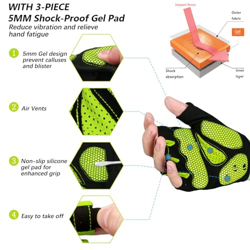 Image of MOREOK Shock-Absorbing Breathable Biking Cycling Gloves Half Finger Outdoor Sport Bicycle Gloves Mountain Road Bike Riding Gloves for Men and Women