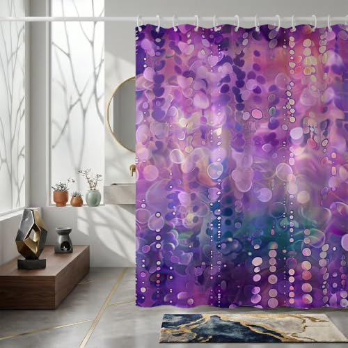 Rideau de douche violet 150x170 cm abstrait en polyester imperméable - 5