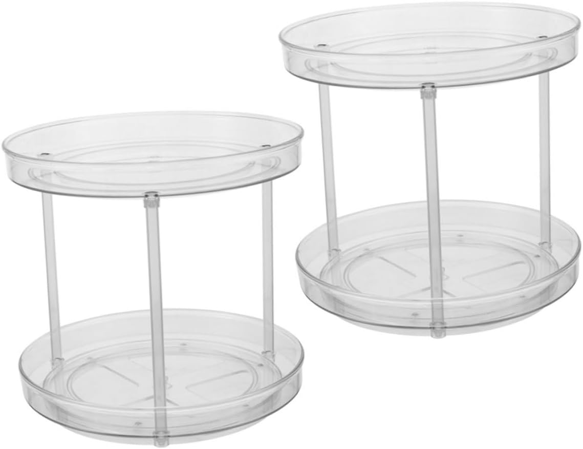 Alipis 2pcs Rotatable Makeup Organizer Design Multifunctional Spice Rack for Home and Kitchen Sleek Round Storage Tray for Cosmetics and Seasoning Made of