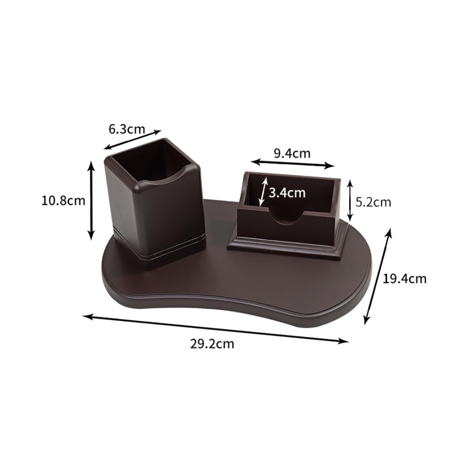 Expositor, Tarjetero de madera | Organizador multiusos de oficina marrón 29,2x10,8x19,4cm: tarjetero y portalápices