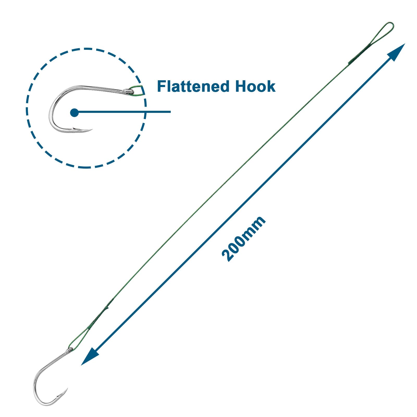 LT Easiyl 40PCS Fishing Hooks with Barbed Hooks Length 200mm Carbon Steel Offset Worm Hooks for Freshwater Saltwater Fish Tracking Fishing Lure Wire Leader Rigs - Image 4