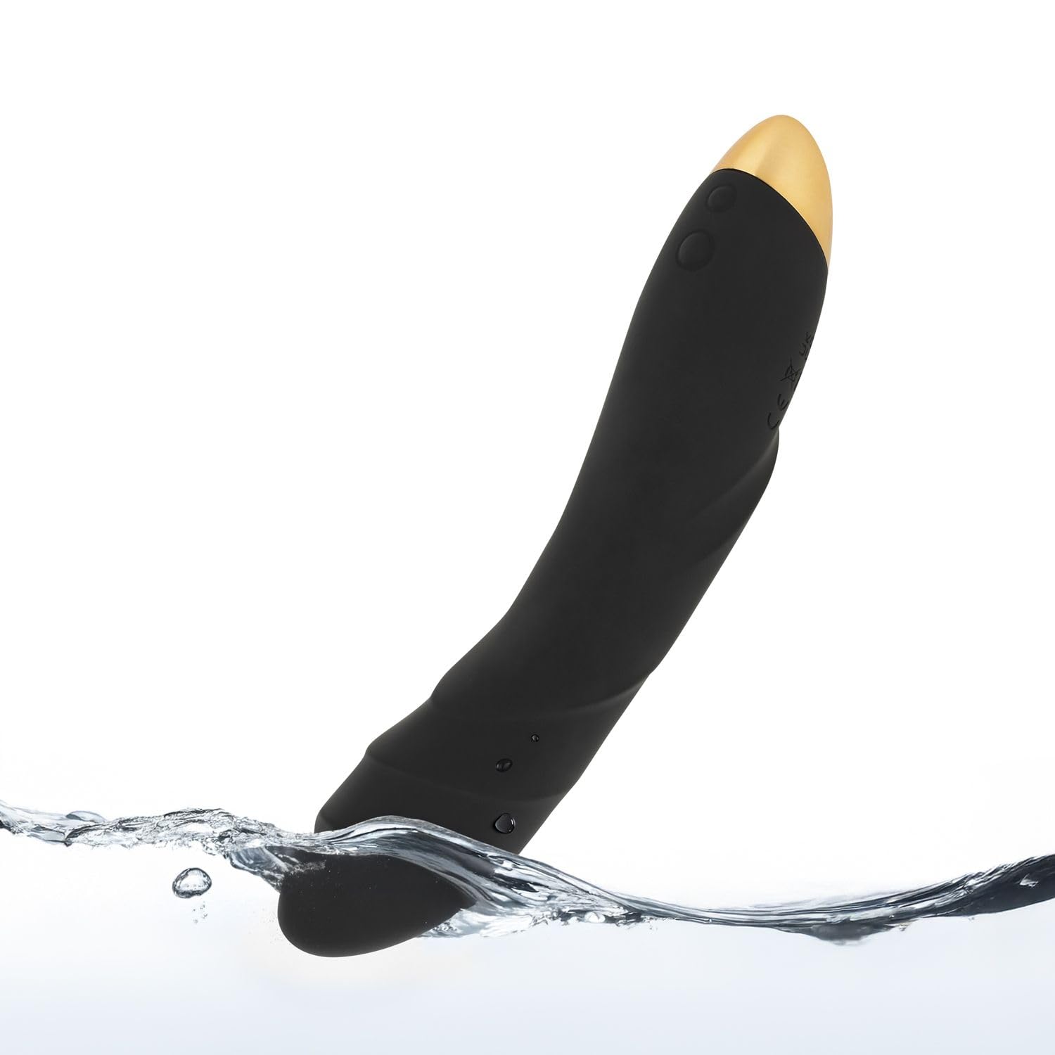VOU Cirro Vibratore donna luxury – Vibratore vaginale ricurvo in silicone a coste con decorazioni dorate – Vibratore punto G con 7 modalità di vibrazione – nero