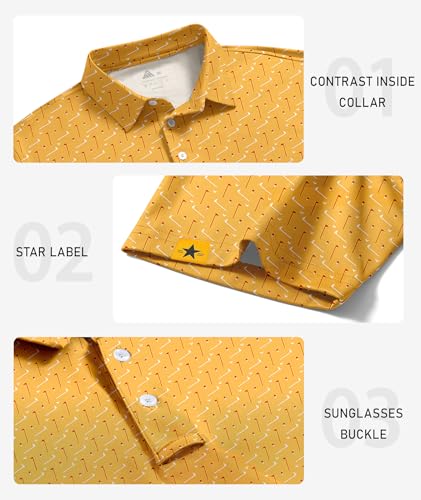 Image of ZITY Mens Golf Polo Shirts Short Sleeve UPF 50+ Performance Moisture Wicking Print Pattern Casual Collared Golf Shirt for Men