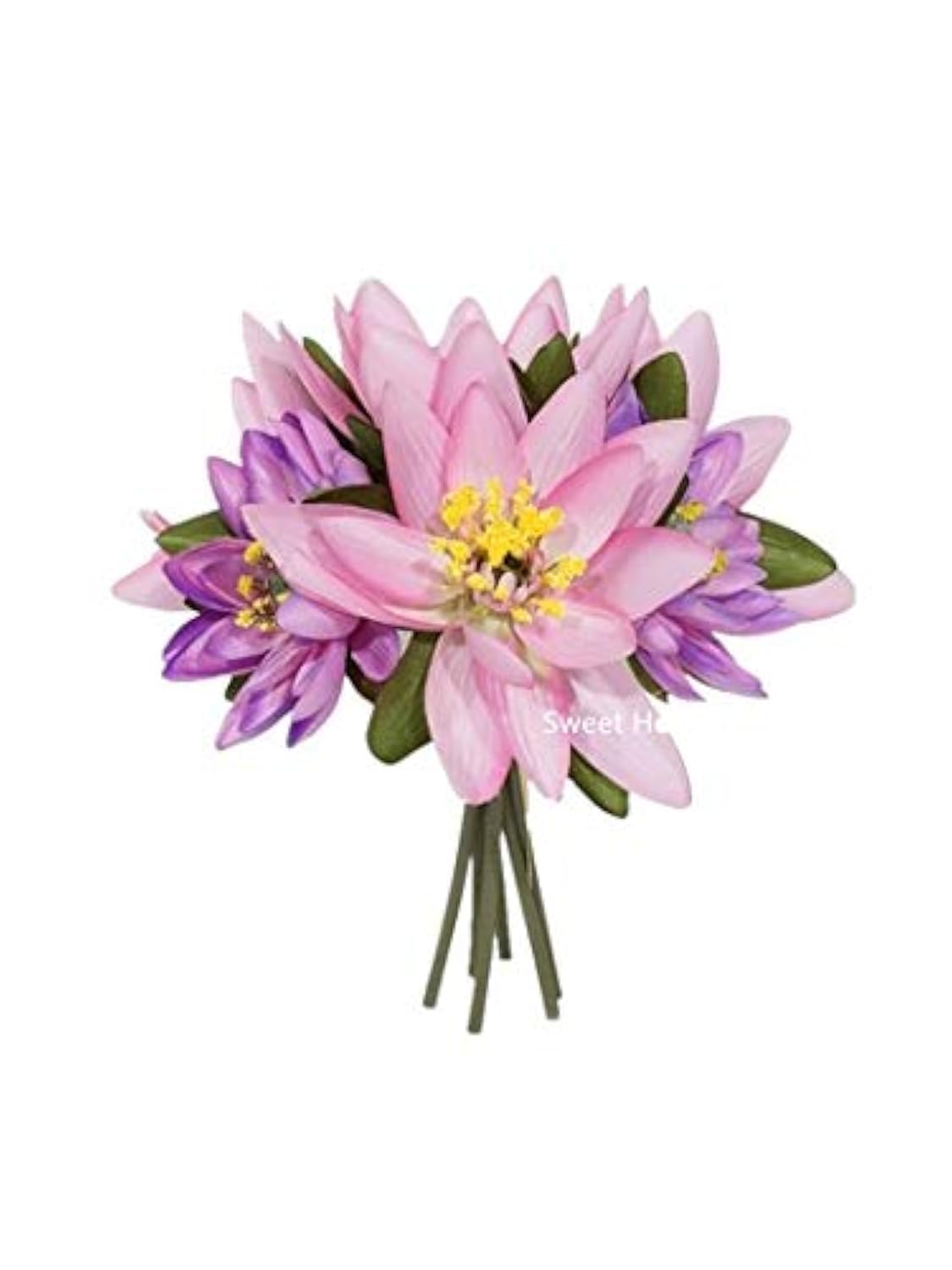 ARZER WINWISH Sweet Home Deco 9'' Silk Lotus Flower Bouquet (6 Stems/6 Flower Heads) for Wedding Home Decoration (Purple/Pink)