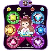 Toyvile 2025 Light Up Dance Mat for Girls, Rechargeable Dance Pad Toys Gifts for 3+ Year Old, Music Dance Play Mat with 5 Game Modes & Wireless Bluetooth, Christmas Birthday Gifts for Girls Boys