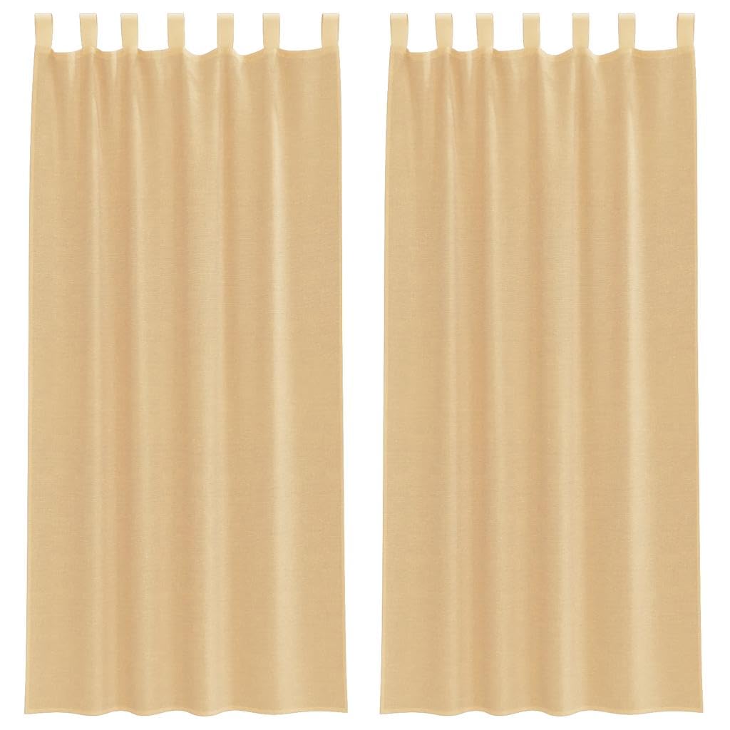 Rideaux en voile 140x245 cm couleur sable | Voilage occultant léger polyester