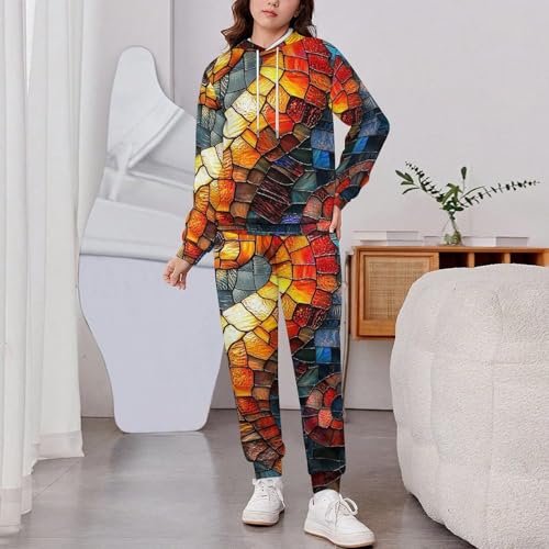 Boys Girls 2 Piece Sets Hoodie and Pants Sweatshirt Set 2 Pieces for Kids, Seahorse Stained Glass Art2
