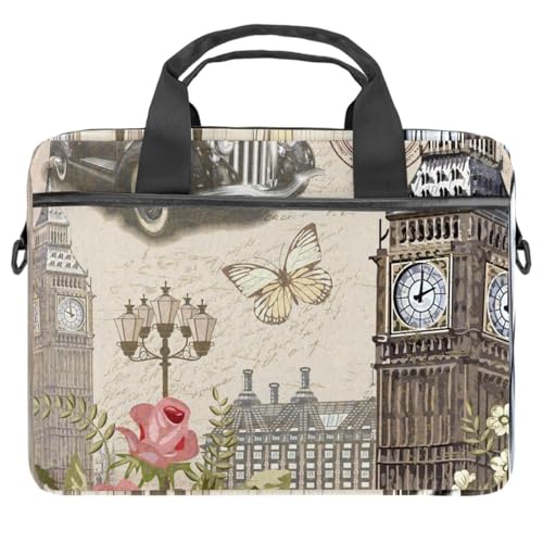 Maletín para ordenador 14.5 pulgadas multicolor y funda portafolios vintage Londres