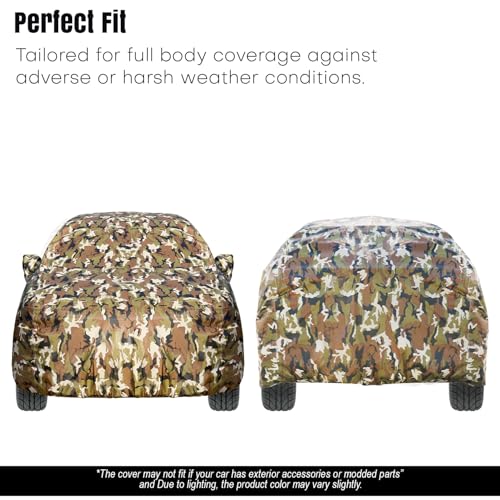 Image of Allextreme 100% Waterproof Car Body Cover for Grand i10 Nios All Model & Year Triple Stitched with Mirror Pockets Full Bottom Elastic Dustproof & UV Resistant All-Weather Protection (Military /Army)