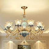 OUFULA European Luxury Crystal Chandelier American Living Room Restaurant Bedroom Villa Hotel Clothing Store Beauty Salon Cafe Pendent Lamp (G 10 Lights)