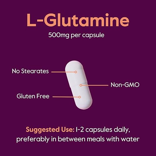 Miniatura 5 de BESTVITE L-Glutamina 500mg por cápsula (240 cápsulas) - Sin fosfato dicálcico - Sin estearatos - Sin OMG - Sin gluten - Apoyo a la salud intestinal