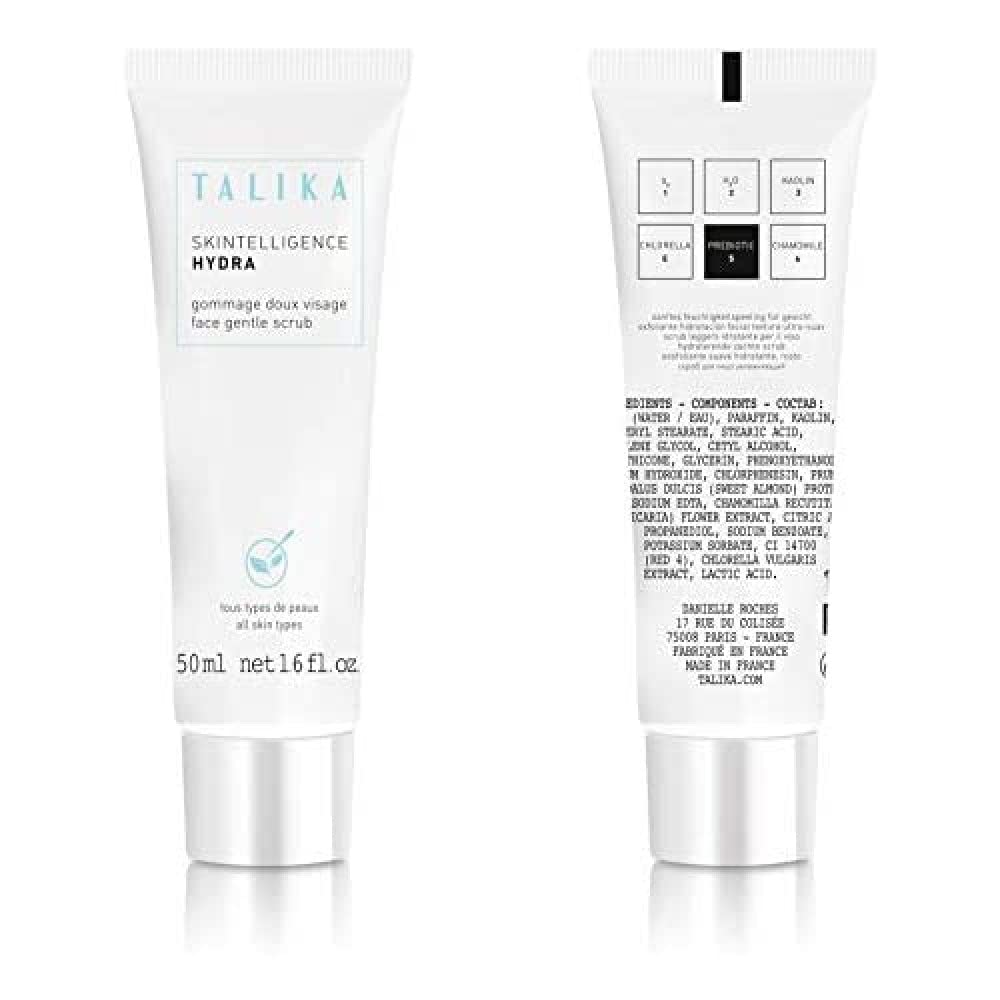 Talika - Gentle Moisturizing Face Scrub - Skintelligence Hydra Face Gentle Scrub - Cleanses and Tightens Pores - For Purified, Soft and Clean Skin - For All Skin Types - 50 ml Tube