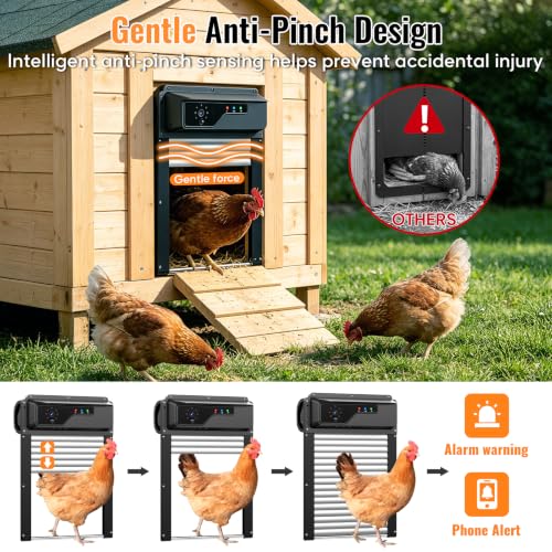 Image of Automatic Chicken Coop Door with Camera, WiFi App, 5000mAh Solar Powered