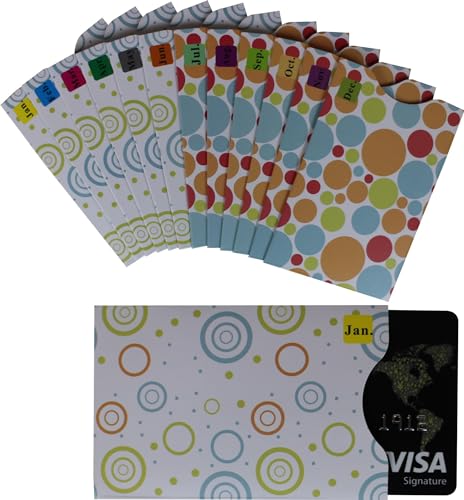 Set of 12 RFID Blocking Sleeves | Credit Card Sleeve Anti RFID Identity Theft Protection Card Protector Holder Slim Design Fit Wallet/Purse(Circle)