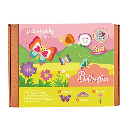 jackinthebox Butterflies Craft kit for 3 to 5 Year olds | 3 Craft Projects | Great Gift for Girls Ages 3,4,5 Years