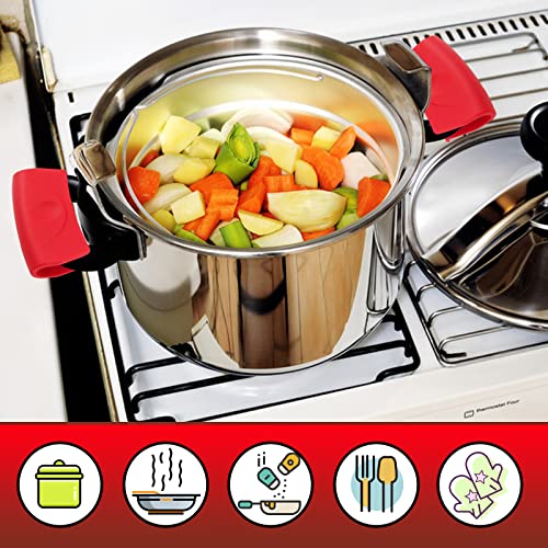 6 Pcs Silicone Assist Hot Handle Holder, Pot Holders Cover, Non-Slip Pot Holder Sleeve, Heat Resistant Potholder Cookware Handle For Cast Iron Skillet(Red, Orange, Black) #TOP6