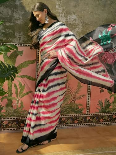 Image of SIRIL Women's Cotton Printed Saree With Unstitched Blouse Piece