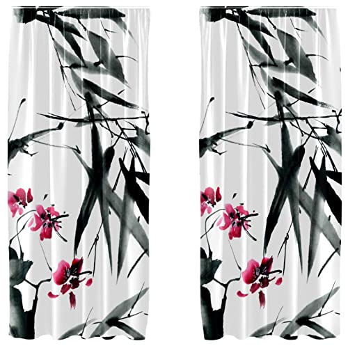Cortinas de bambú estilo japonés paneles de ventana decorativos estampados elegantes para comedor 2