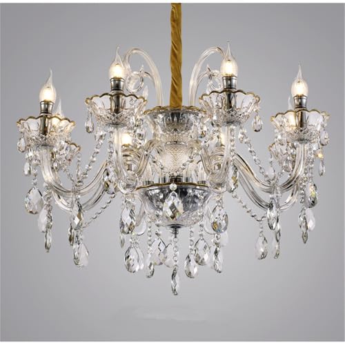 Lustre en cristal contemporain LED à 8 lumières pour salon chic