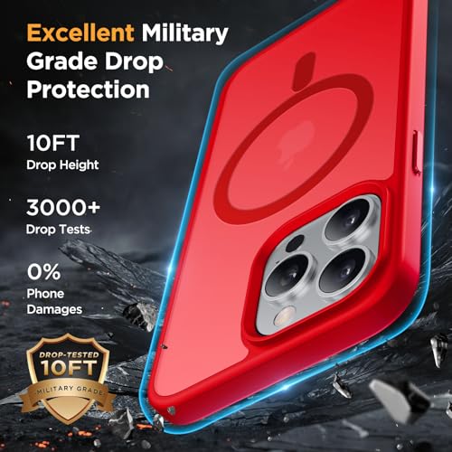 Image of Miracase Magnetic Series for iPhone 13 Pro Max Case [Compatible with MagSafe] [with 2X Screen Protectors] Military-Grade Protection, Anti-Fingerprint, Slim Phone Case for iPhone 13 Pro Max, Red