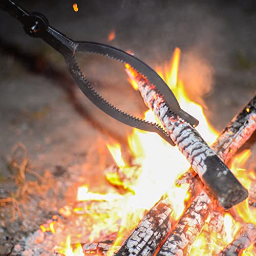 40" Heavy Duty Fire Tongs Firewood Grabber Tool With Scissor Shape Serrated, Log Claw Tongs For Bonfire Campfire Fire Pit Outdoor Indoor Log Grabber Tongs Rustproof Safely Moves Firewood #TOP2