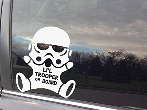 Image of BestPricedDecals Li'l Trooper On Board ~ Auto or Window Decal 8" x 10" (White)