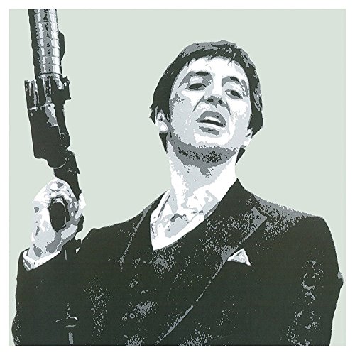 Scarface Tony Montana Gun in Air Cream - Pop Art Print - 30x30cm