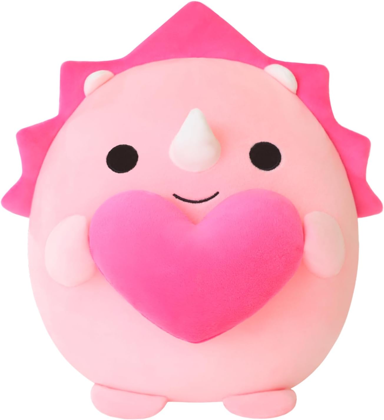 Finebee Dinosaur Stuffed Animal, Valentines Dinosaur Plush, Cute Dino Plushies Toy with Heart Valentines Day Gifts for Kids Friends Lover (Pink Triceratops,10 Inch)