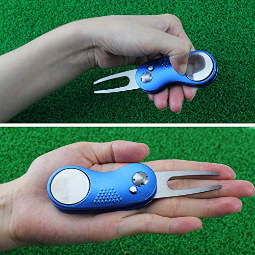 Crestgolf-Golf-Divot-Tool-con-Boton-Emergente-y-Marcador-de-Bola-Magnetica-Pitch-Mark-Mini-Herramienta-Portatil-y-Plegable-Ligera