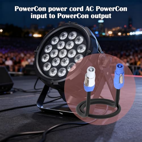 Image of Stage Light PowerCon Cable 3.3FT /1M Power Extension Cable AC 12AWG 3 Pin for Stage Light, Audio Video Equipment